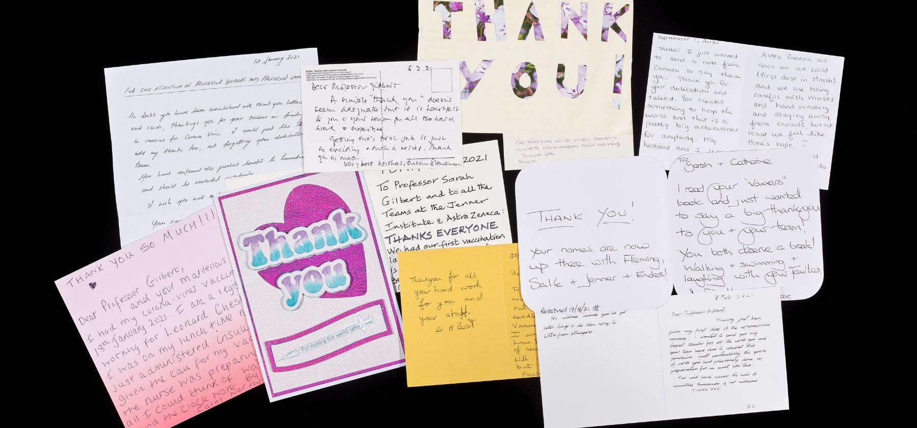 Collecting COVID Thank-you letters to the Jenner Institute, University of Oxford