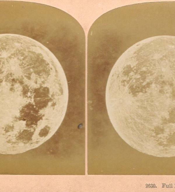 13516 Stereoscopic Photograph Albumen prints of the Moon by Kilburn Brothers Littleton NH USA 1860s