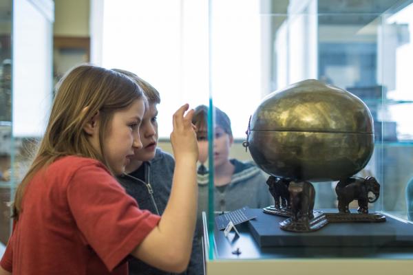 Curious Curators at Museum of the History of Science, inspecting the Bhugola. 