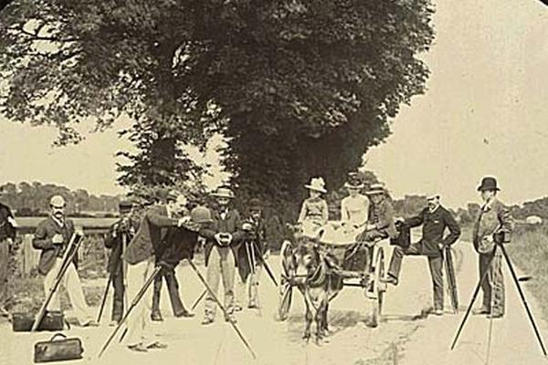 From Cameras exhibition: a lantern slide of an outing of the Oxford Photographic Society, 1890