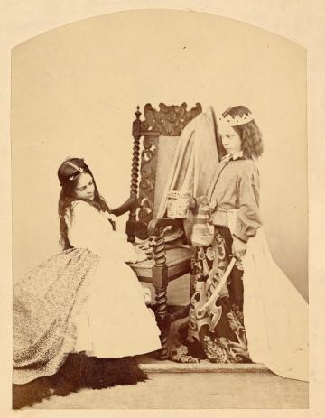 Photograph (Albumen Print) of Annie Rogers and Mary Jackson as Queen Eleanor and Fair Rosamund, by C. L. Dodgson. Object inventory number 30302