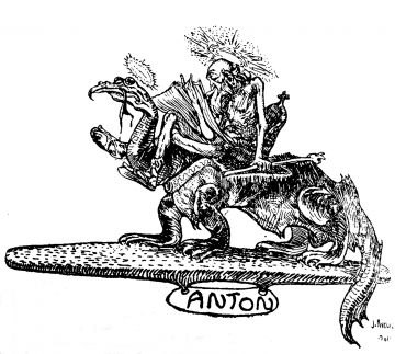 Descriptive image showing illustration of old man riding a dragon