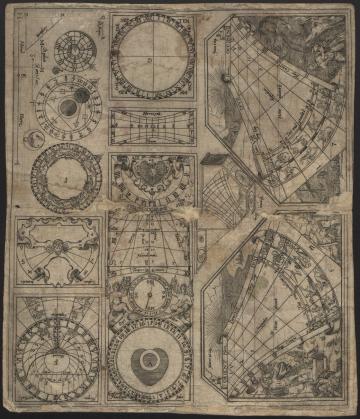 Print (Engraving) Portable sundial, by Georg Brente Print (Engraving) Portable sundial, by Georg Brente