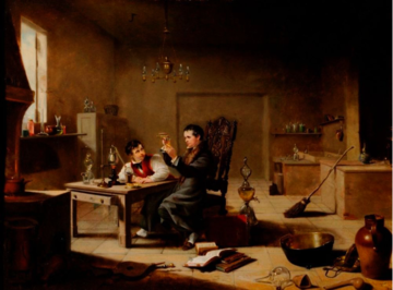 Oil painting in History of Science Museum collection believed to be of chemist Humphrey Davy, inventor of the Davy Lamp, with his assistant (dated 1827). Inventory no 56577 Oil painting in History of Science Museum collection believed to be of chemist Humphrey Davy, inventor of the Davy Lamp, with his assistant (dated 1827). Inventory no 56577