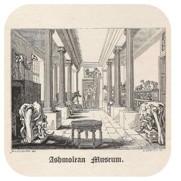 Pencil Drawing (Framed) of the Middle Gallery of the Ashmolean Museum, Oxford, by W. A. Delamotte, c.1836