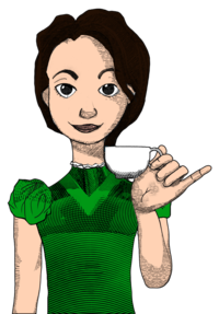 Alice in Typhoidland Alice holding teacup 