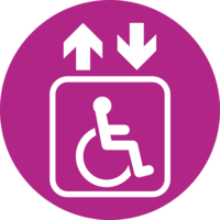 Disabled level access lift icon (purple) Disabled level access lift icon (purple)
